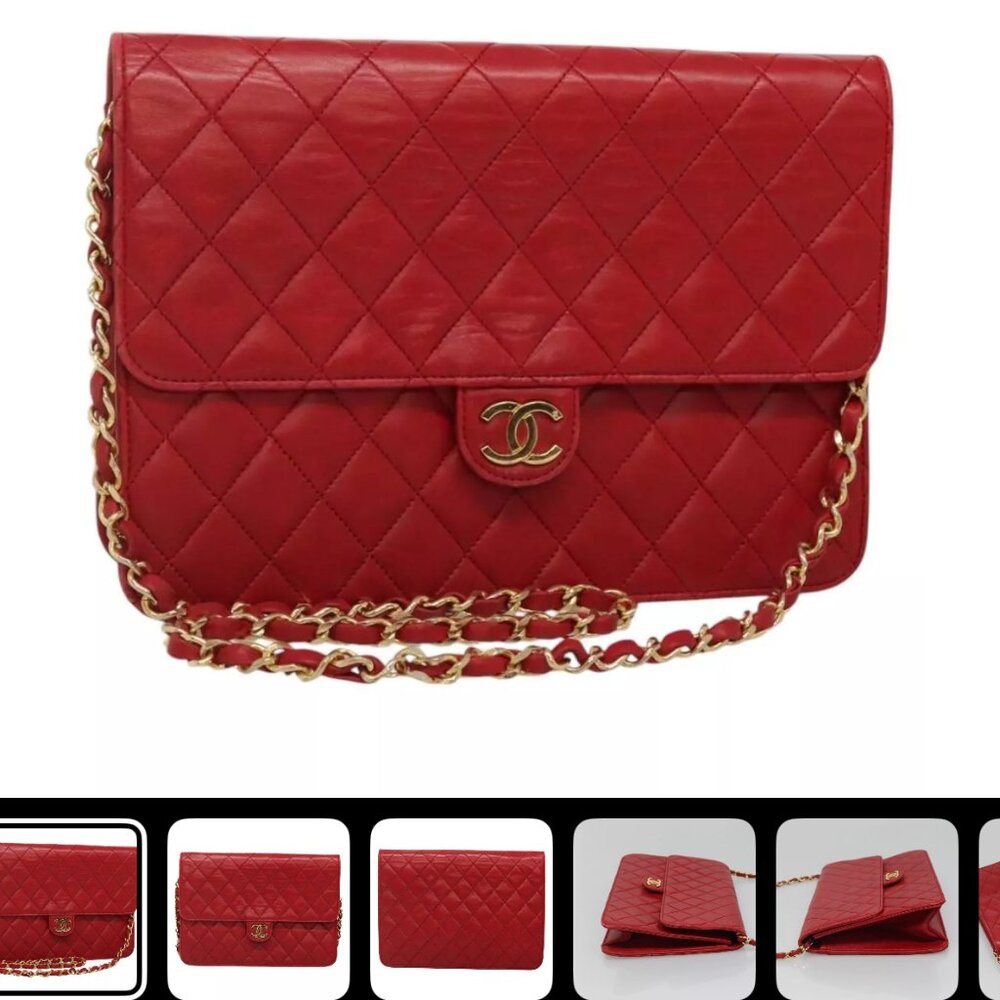 vintage chanel matelasse on chain shoulderbag